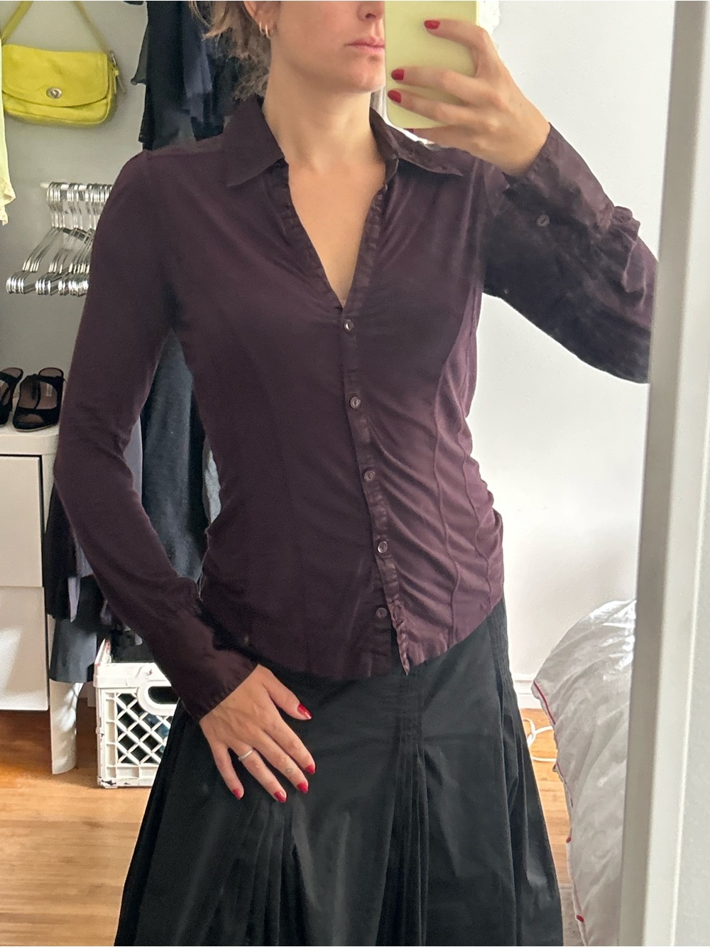 Mexx Button-Down Shirt in Deep Plum